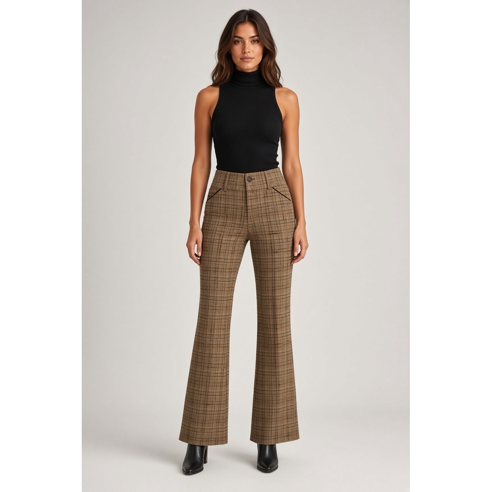 Alice + Olivia Textured Wide Leg Flared Boot Cut Pants Brown Wool Blend Women 6